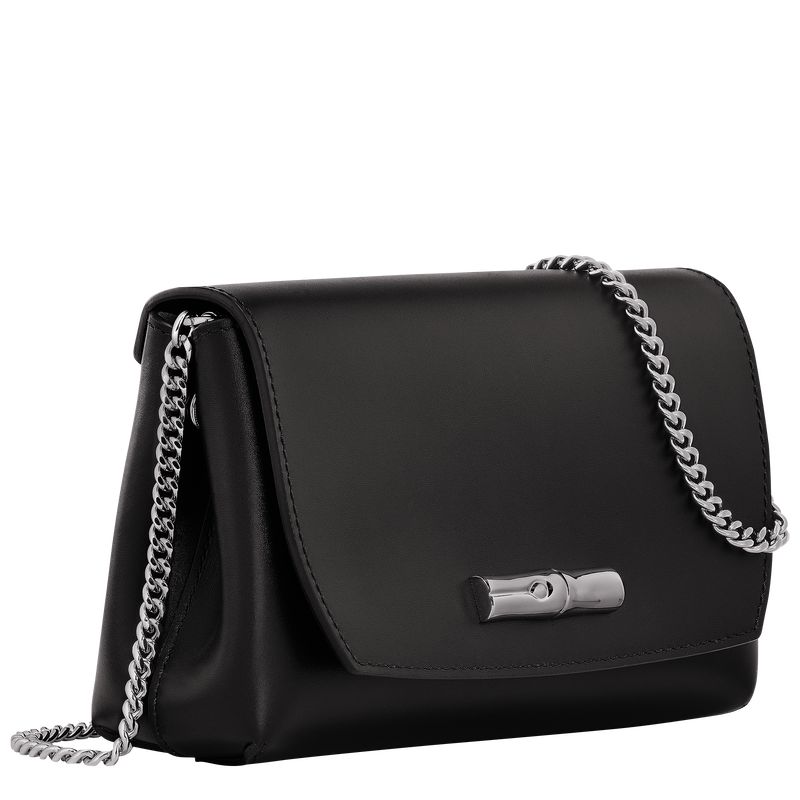 Women Longchamp Le Roseau Clutch Black | Philippines-561CEHUTK