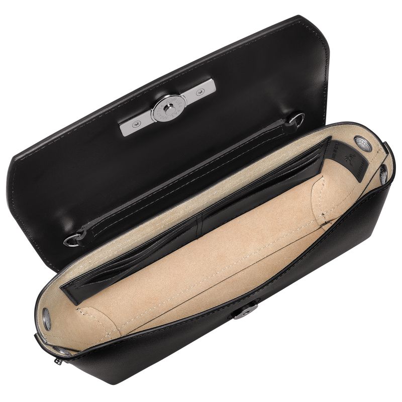 Women Longchamp Le Roseau Clutch Black | Philippines-561CEHUTK