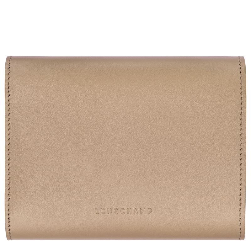 Women Longchamp Le Roseau Compact Wallet Beige | Philippines-164UYKARL
