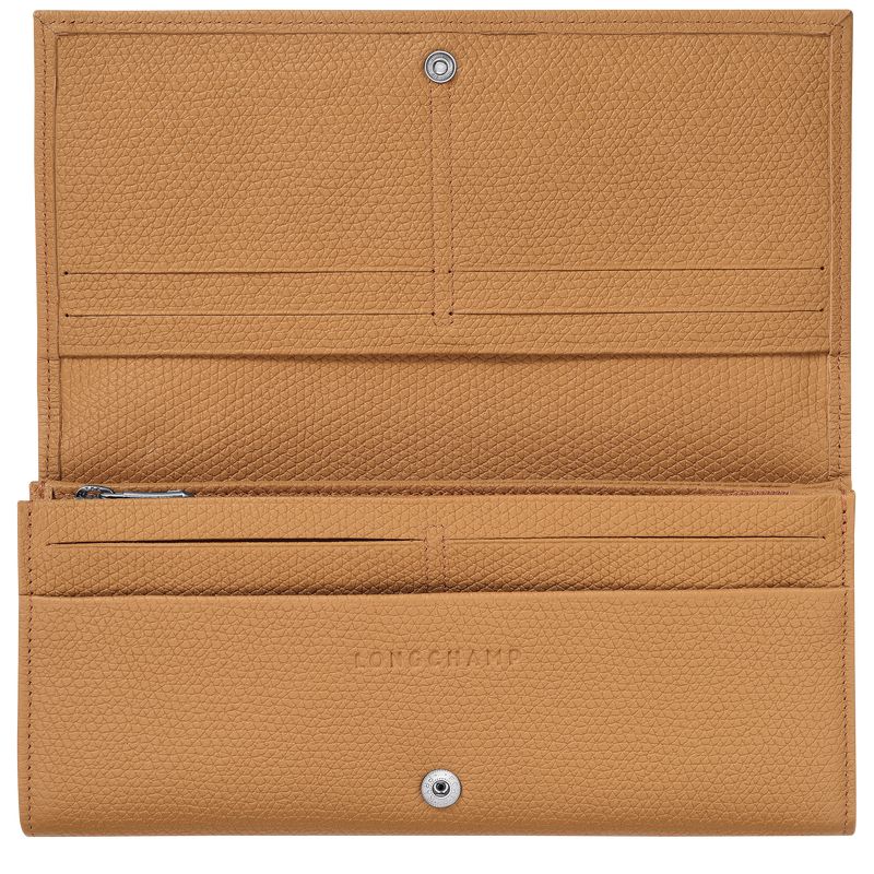 Women Longchamp Le Roseau Flap Wallet Brown | Philippines-584FLBWHA