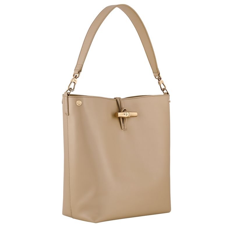 Women Longchamp Le Roseau M Hobo Bag Beige | Philippines-950CBZEHA
