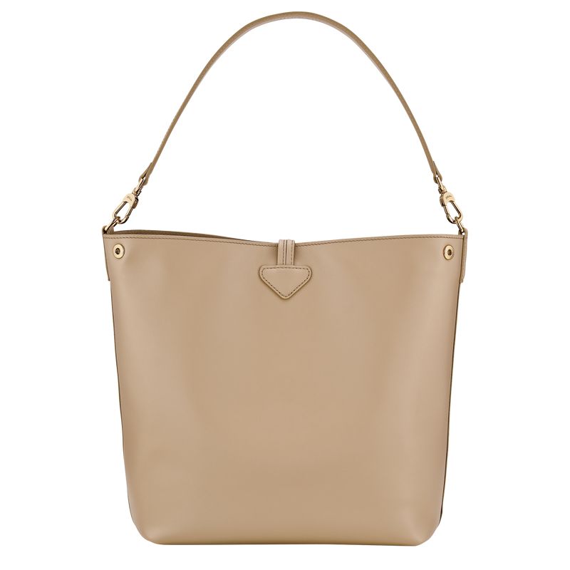 Women Longchamp Le Roseau M Hobo Bag Beige | Philippines-950CBZEHA