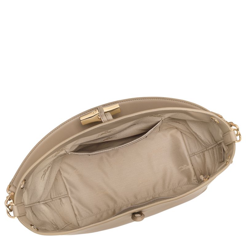 Women Longchamp Le Roseau M Hobo Bag Beige | Philippines-950CBZEHA