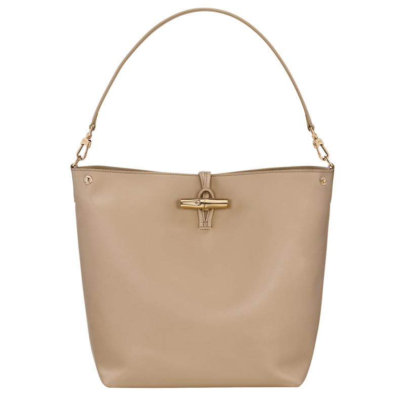 Women Longchamp Le Roseau M Hobo Bag Beige | Philippines-950CBZEHA