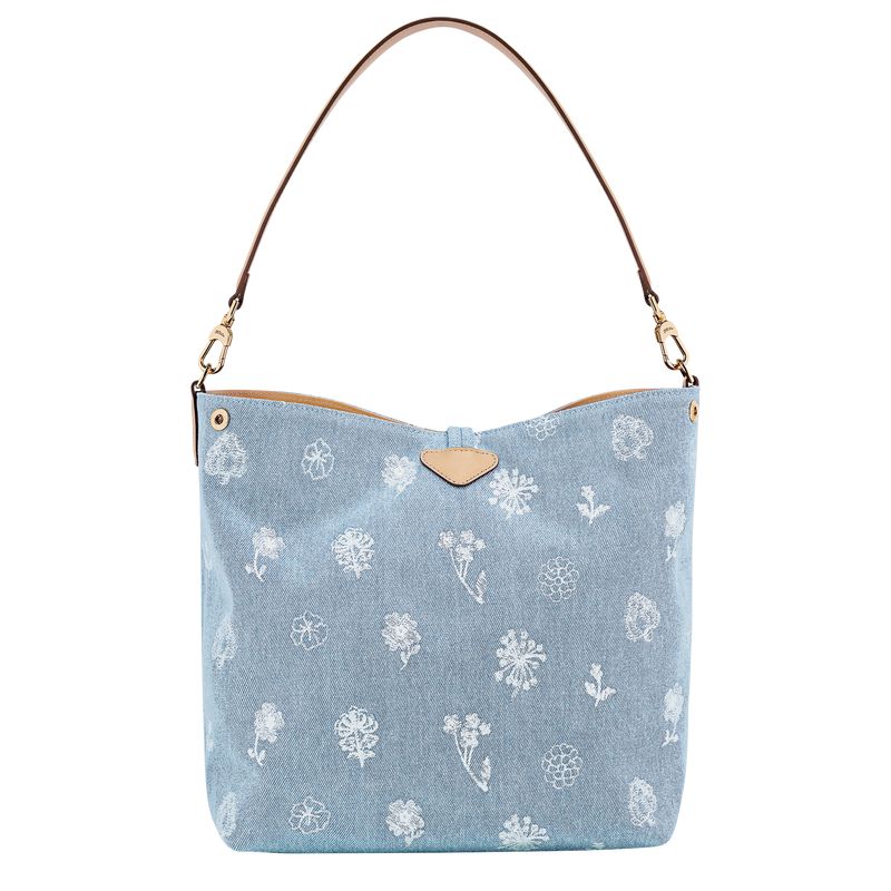 Women Longchamp Le Roseau M Hobo Bag Blue | Philippines-531KNTWZP