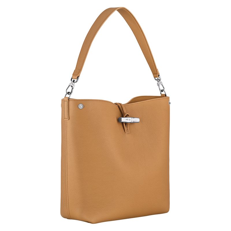 Women Longchamp Le Roseau M Shoulder Bag Shoulder Bag Brown | Philippines-219BJTKSZ