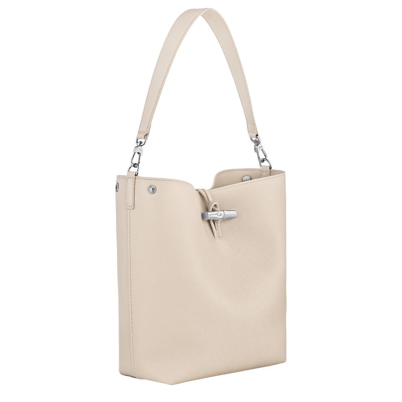 Women Longchamp Le Roseau M Shoulder Bag Beige | Philippines-357VKLSYI