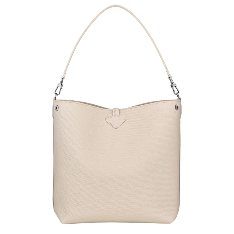 Women Longchamp Le Roseau M Shoulder Bag Beige | Philippines-357VKLSYI