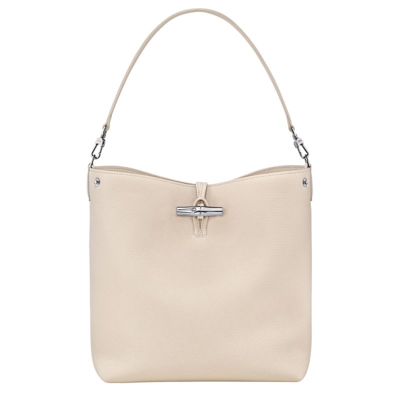 Women Longchamp Le Roseau M Shoulder Bag Beige | Philippines-357VKLSYI