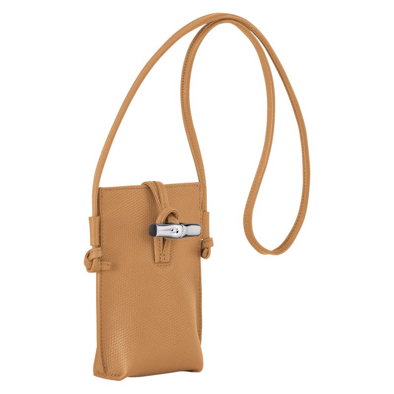 Women Longchamp Le Roseau Phone Case Brown | Philippines-817MYLQBO