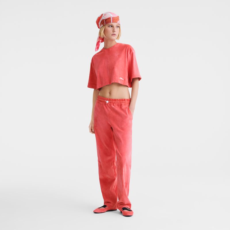 Women Longchamp Leather Crop Top Pink | Philippines-728OQEJPU