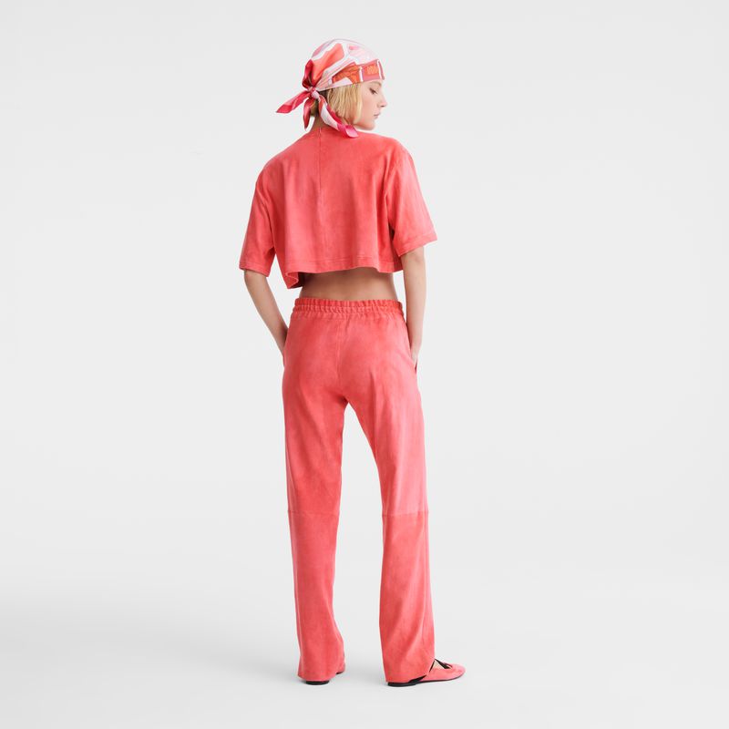 Women Longchamp Leather Crop Top Pink | Philippines-728OQEJPU