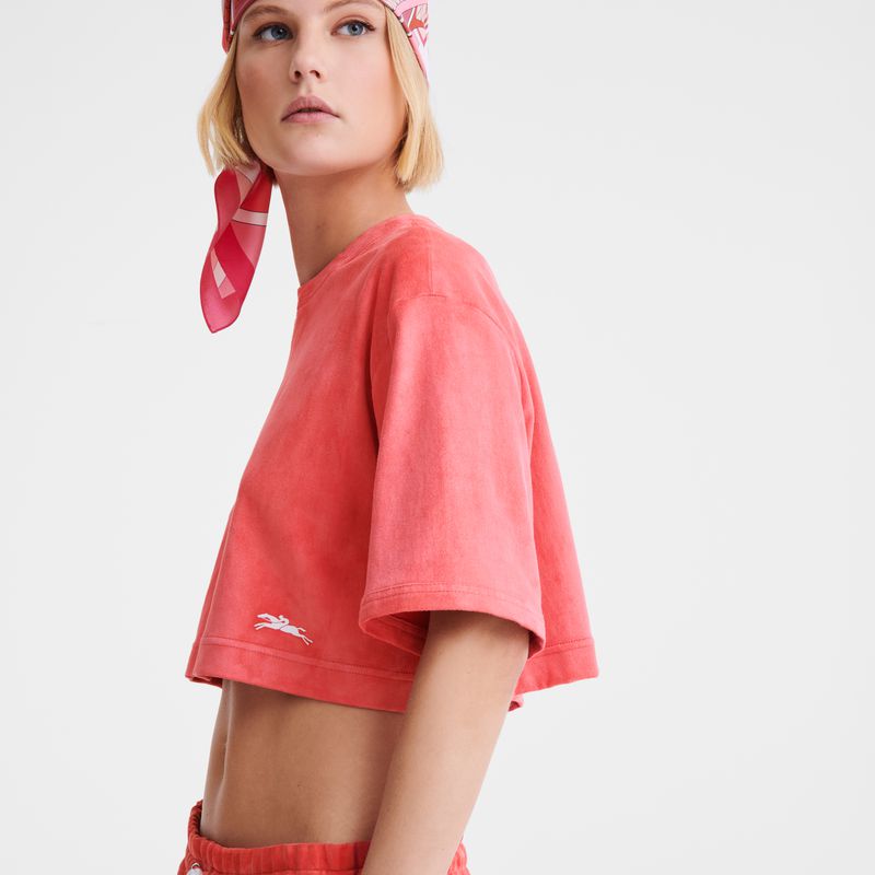 Women Longchamp Leather Crop Top Pink | Philippines-728OQEJPU