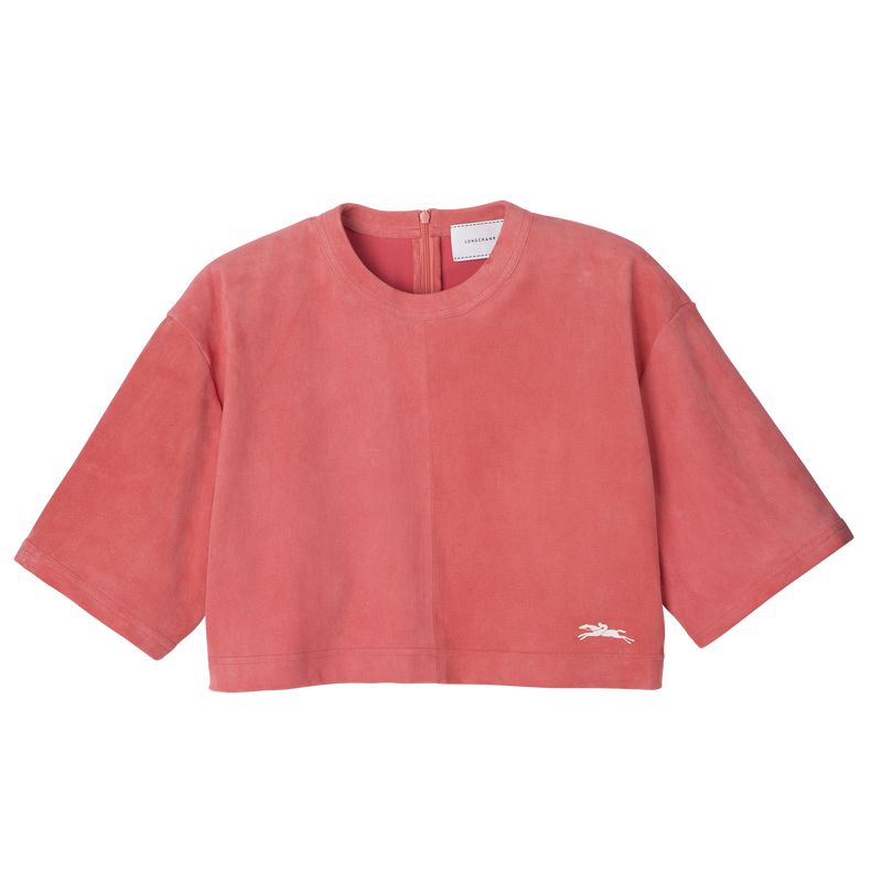 Women Longchamp Leather Crop Top Pink | Philippines-728OQEJPU