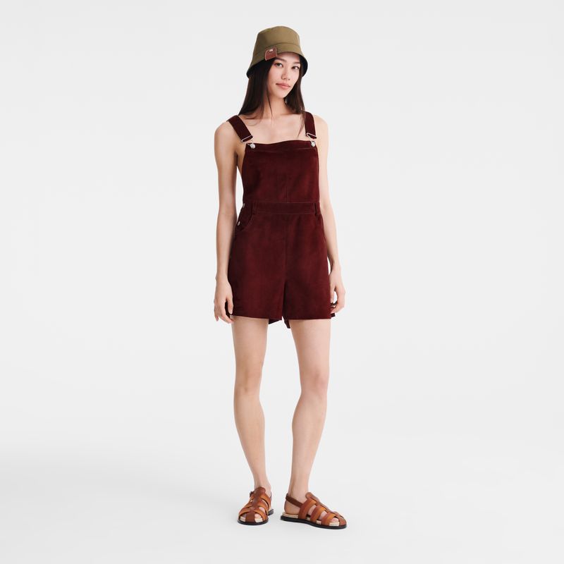 Women Longchamp Leather Jumpsuit Burgundy | Philippines-039OBTAEF