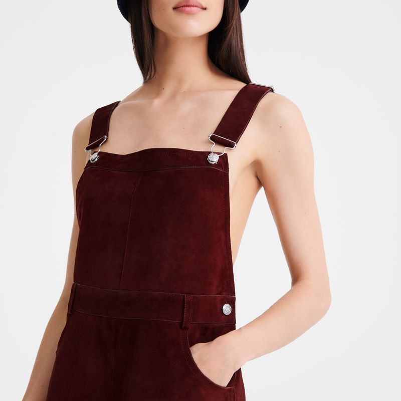 Women Longchamp Leather Jumpsuit Burgundy | Philippines-039OBTAEF
