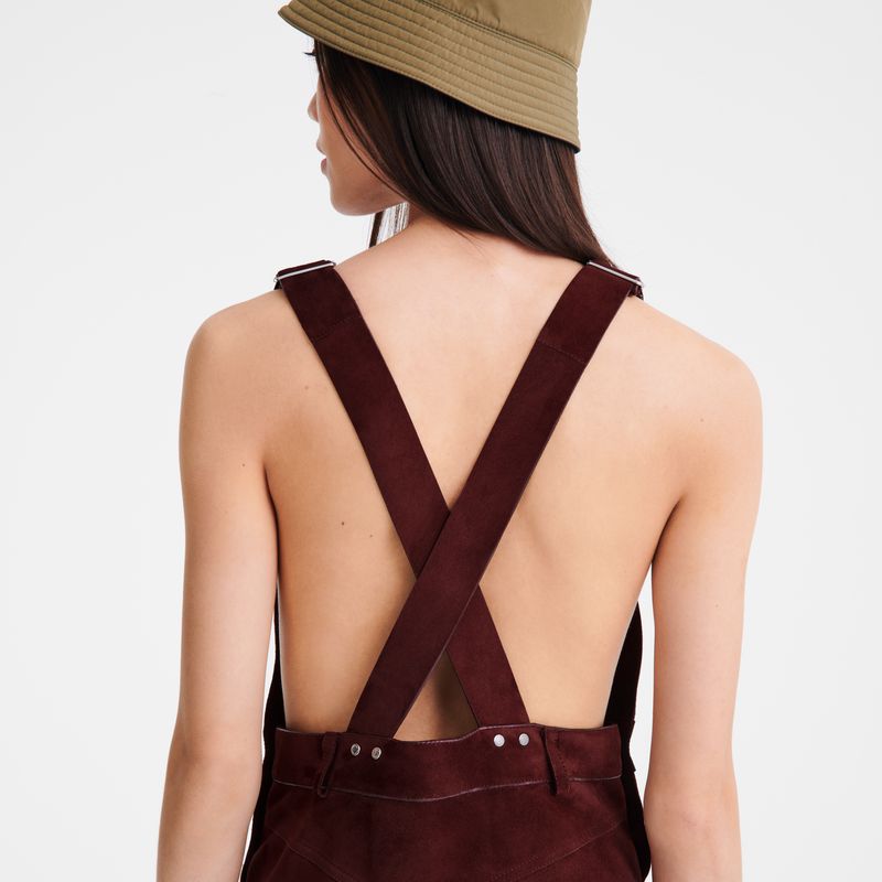 Women Longchamp Leather Jumpsuit Burgundy | Philippines-039OBTAEF