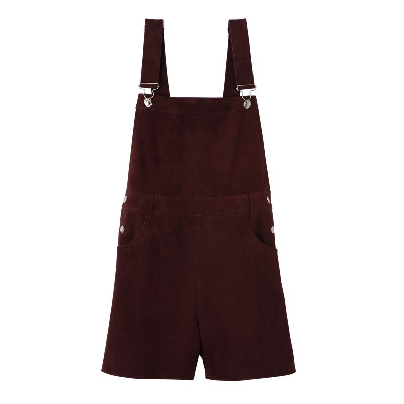 Women Longchamp Leather Jumpsuit Burgundy | Philippines-039OBTAEF