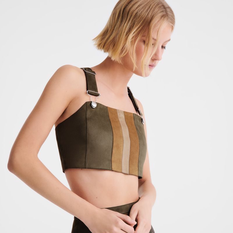 Women Longchamp Leather Top Khaki | Philippines-625VDPYXT