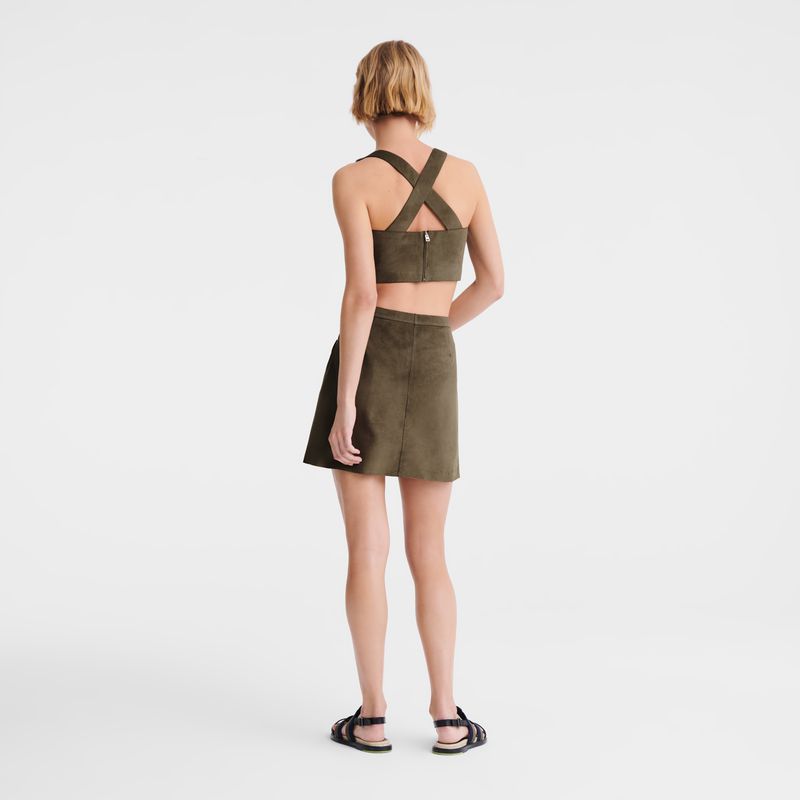Women Longchamp Leather Top Khaki | Philippines-625VDPYXT