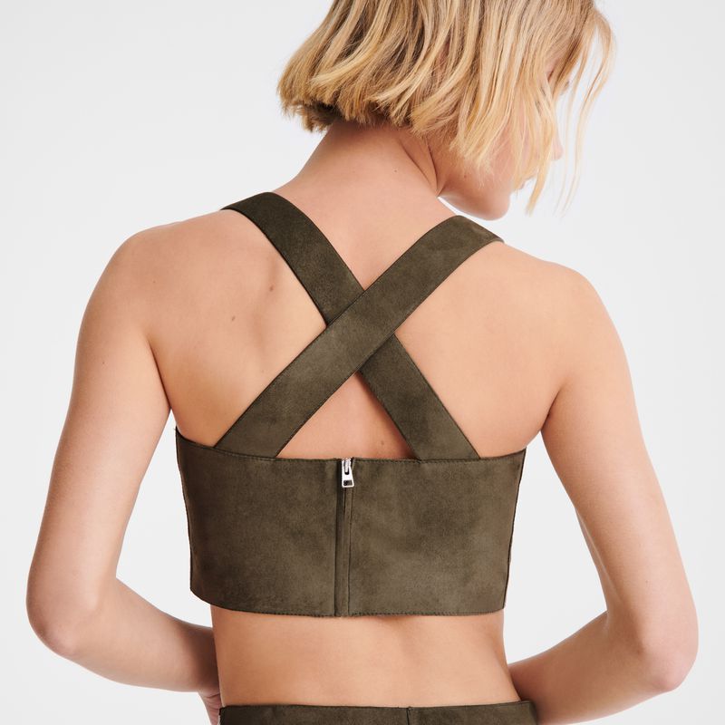Women Longchamp Leather Top Khaki | Philippines-625VDPYXT