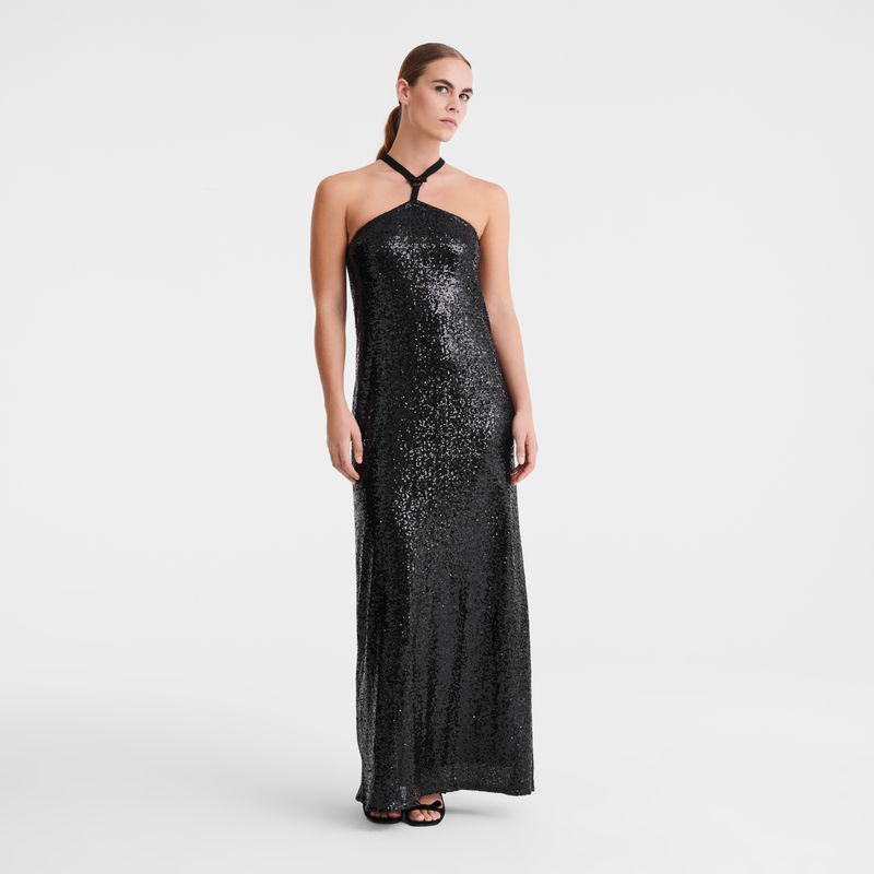 Women Longchamp Long Dress Black | Philippines-692XMLEBW