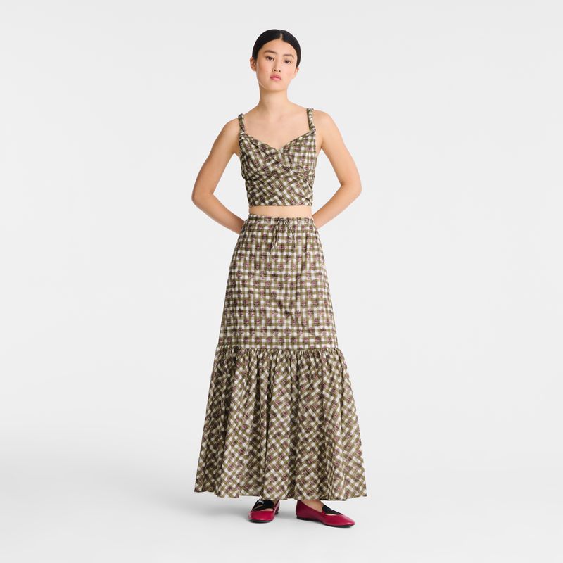 Women Longchamp Long Skirts Olive | Philippines-350YNZPFX