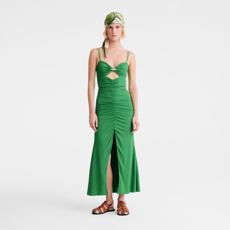 Women Longchamp Midi Dress Green | Philippines-415RCJMPG