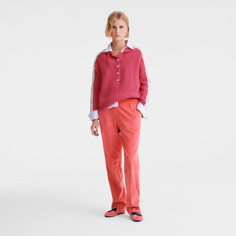 Women Longchamp Polo Collar Jumper Pink | Philippines-612UMILZQ