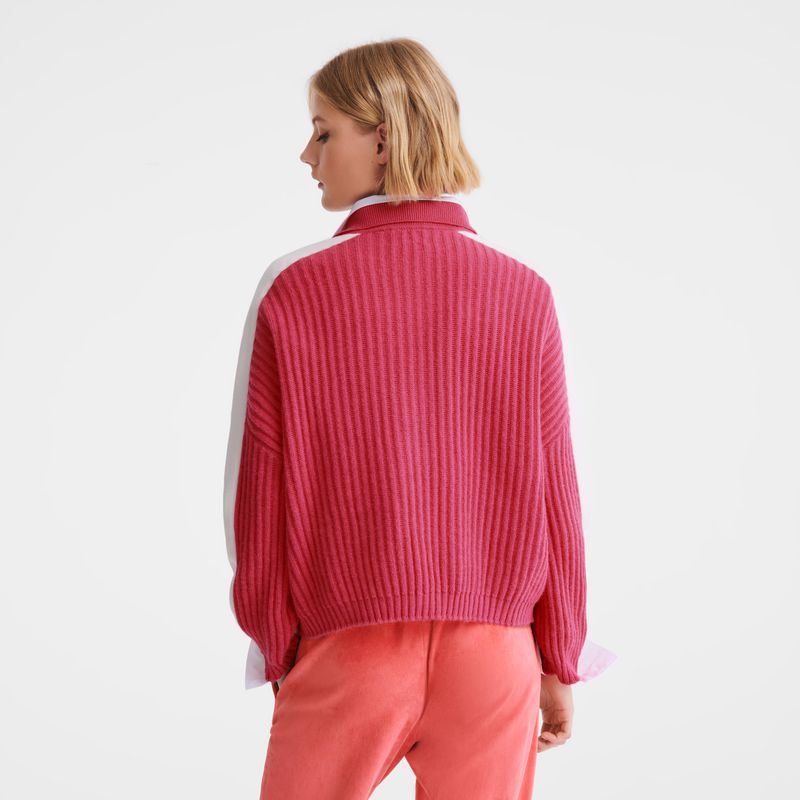 Women Longchamp Polo Collar Jumper Pink | Philippines-612UMILZQ