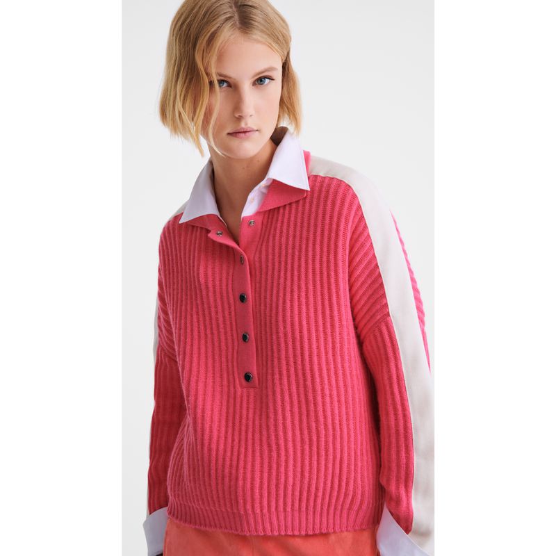 Women Longchamp Polo Collar Jumper Pink | Philippines-612UMILZQ