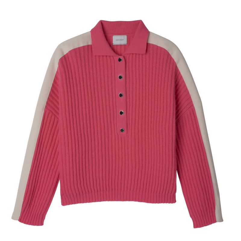 Women Longchamp Polo Collar Jumper Pink | Philippines-612UMILZQ