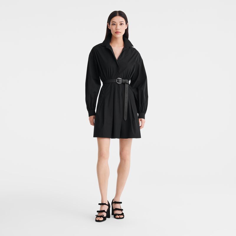 Women Longchamp Popelin Dress Black | Philippines-681LCAYHS