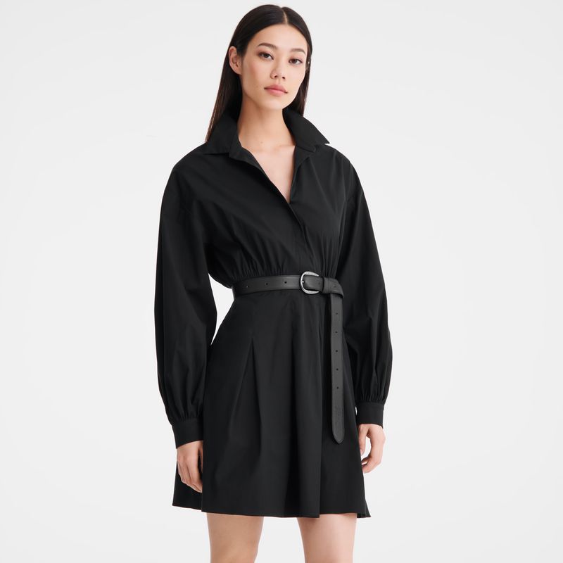 Women Longchamp Popelin Dress Black | Philippines-681LCAYHS