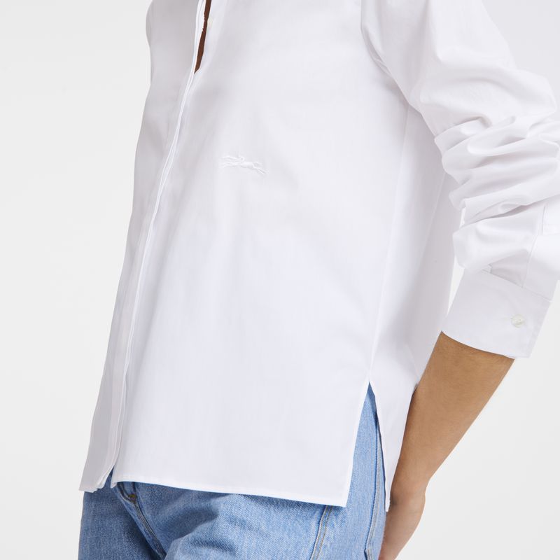 Women Longchamp Popelin Shirts White | Philippines-974OCKLDG
