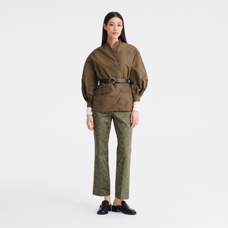 Women Longchamp Printed Gabardine Pants Green | Philippines-197CNOYSQ