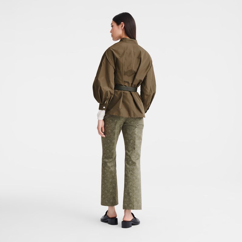Women Longchamp Printed Gabardine Pants Green | Philippines-197CNOYSQ