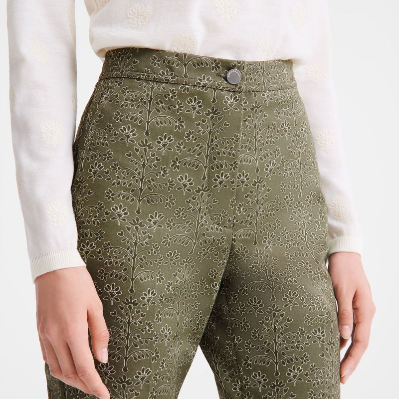 Women Longchamp Printed Gabardine Pants Green | Philippines-197CNOYSQ