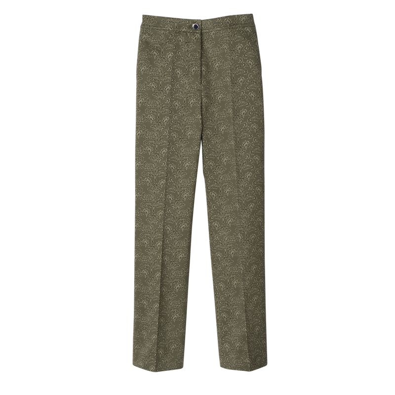 Women Longchamp Printed Gabardine Pants Green | Philippines-197CNOYSQ