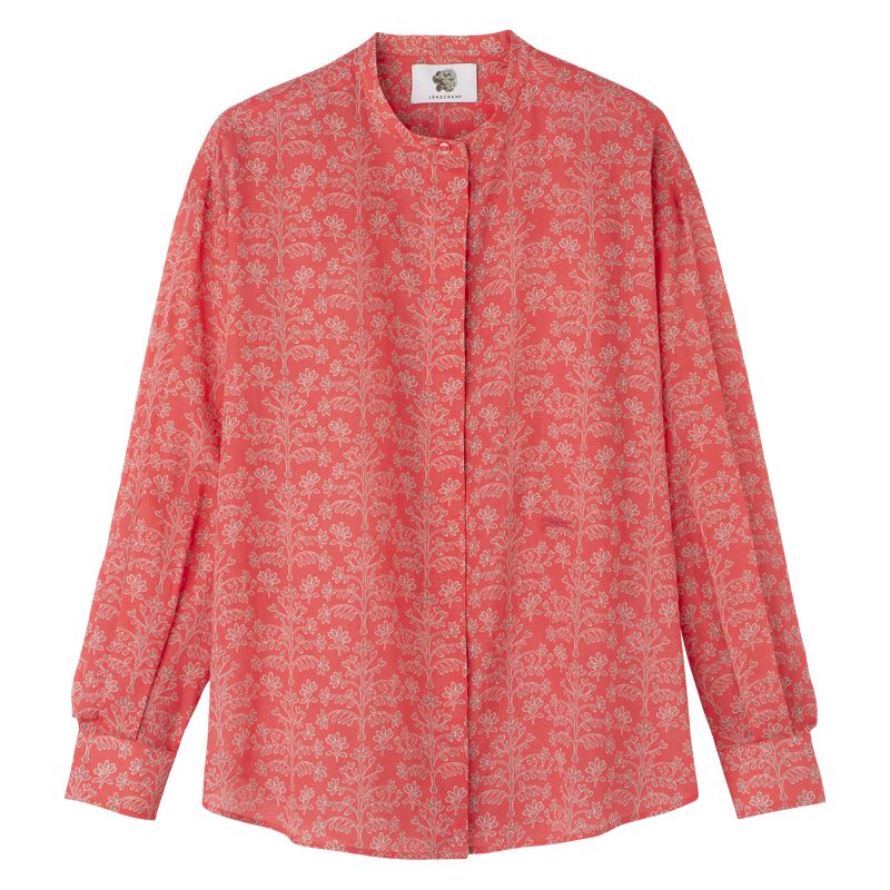 Women Longchamp Printed Veil Shirts Pink | Philippines-589SKLDYU