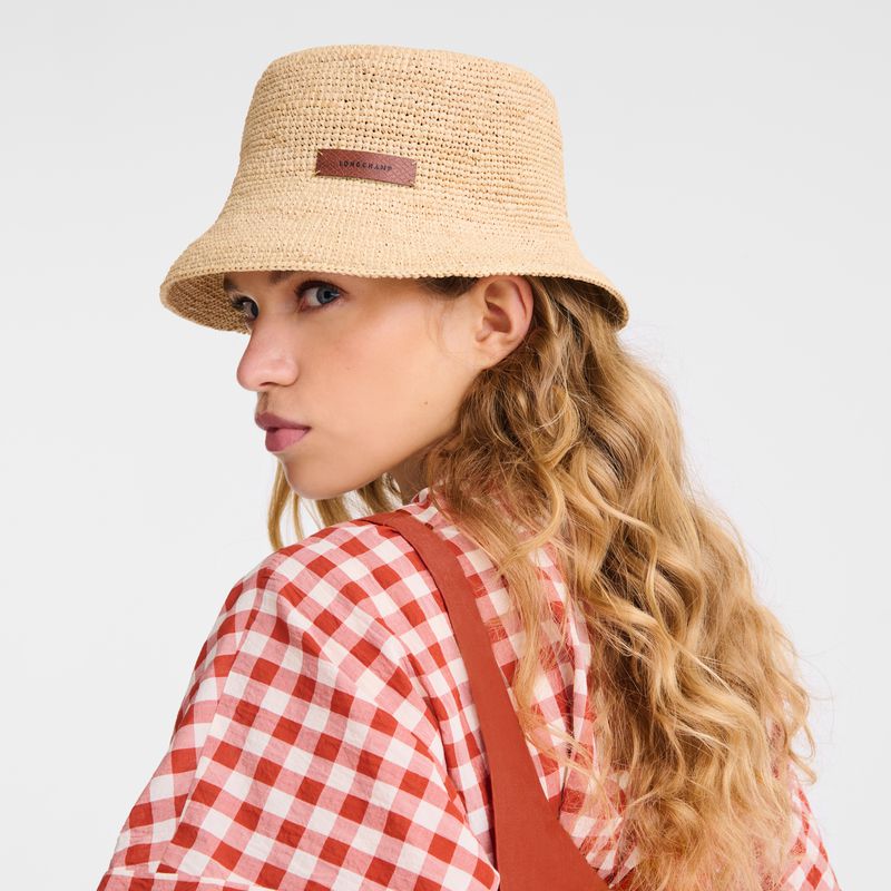 Women Longchamp Raffia Bucket Hat Beige | Philippines-189ZOBUYK