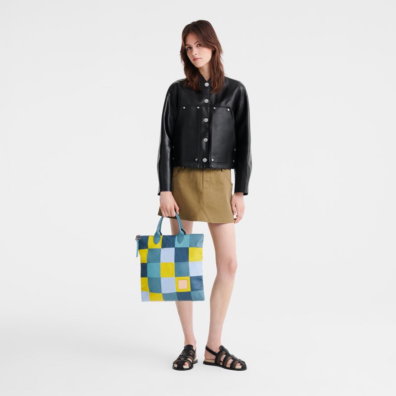 Women Longchamp Re-play L Handbag Blue | Philippines-397QRSEZV