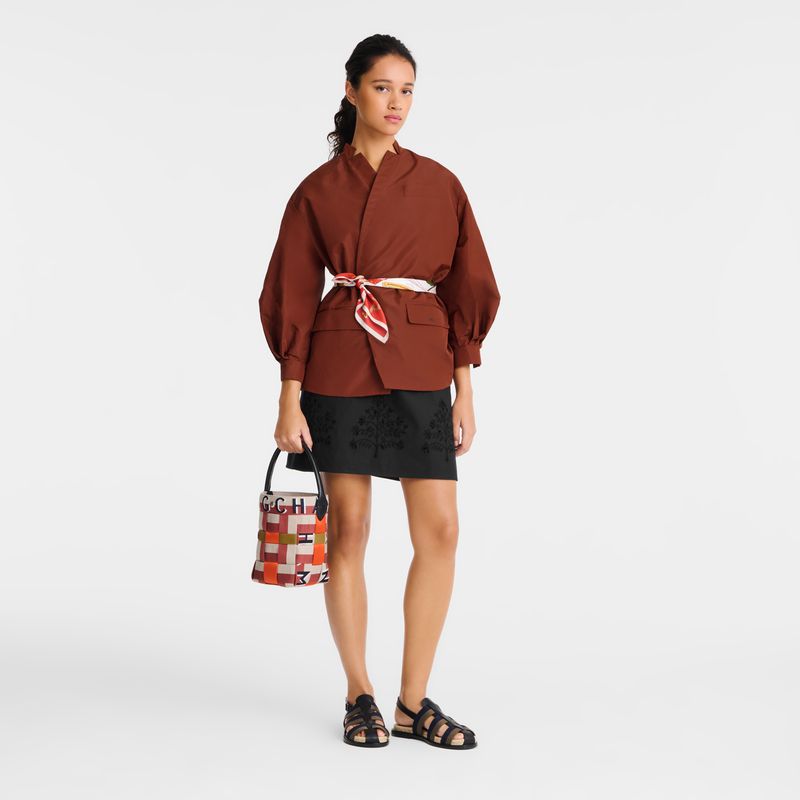 Women Longchamp Re-play Xs Bucket Bag Red / Beige | Philippines-021LBUFAC