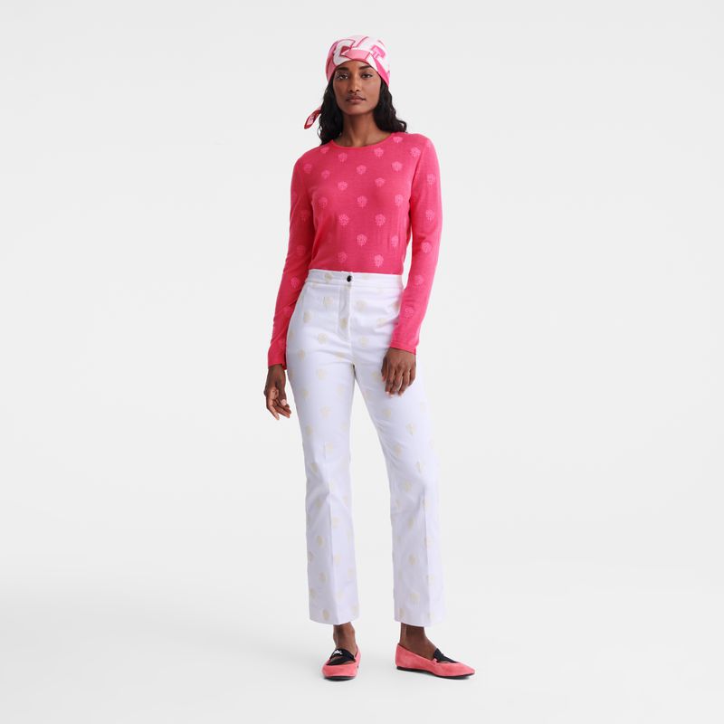 Women Longchamp Round Neck Sweater Pink | Philippines-304TMZUAY