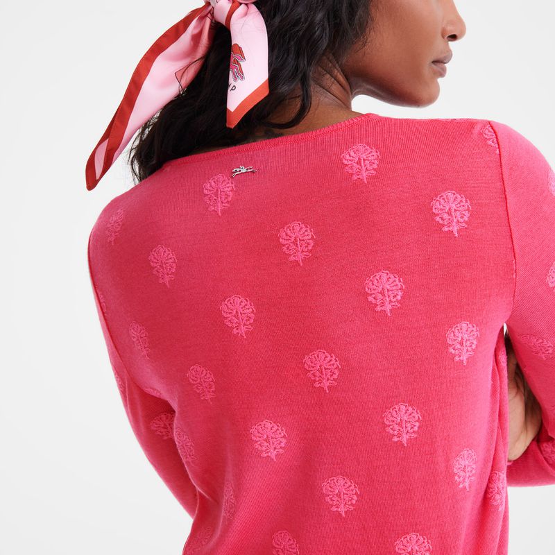 Women Longchamp Round Neck Sweater Pink | Philippines-304TMZUAY