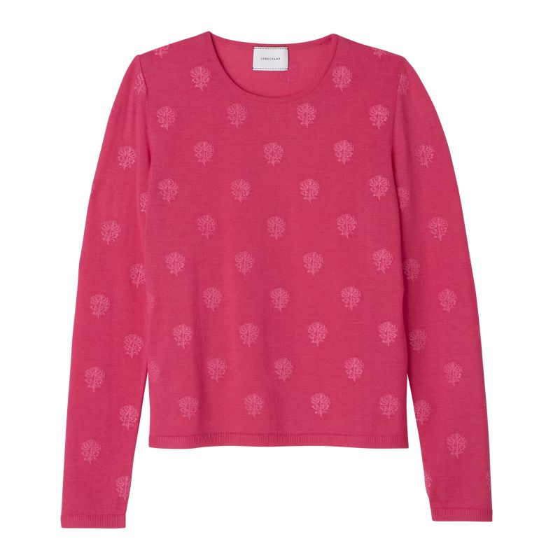 Women Longchamp Round Neck Sweater Pink | Philippines-304TMZUAY