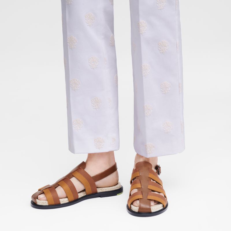 Women Longchamp Shadow Sandals Brown | Philippines-168WCATYV