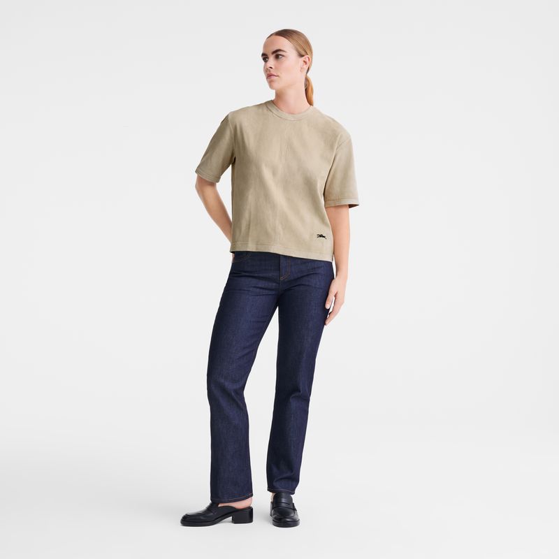 Women Longchamp Short Leather Top Beige | Philippines-189PBWXTJ