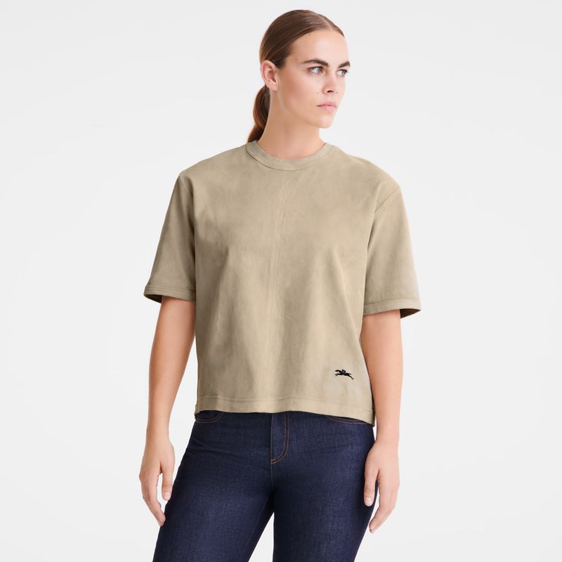 Women Longchamp Short Leather Top Beige | Philippines-189PBWXTJ
