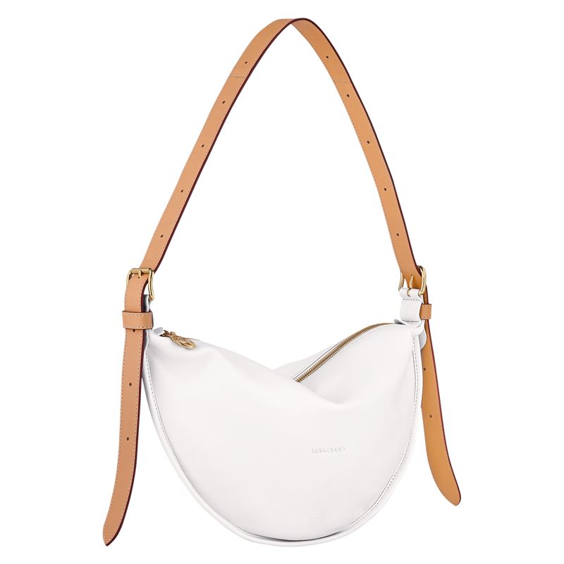 Women Longchamp Smoothie M Crossbody Bag White | Philippines-497APOTLB